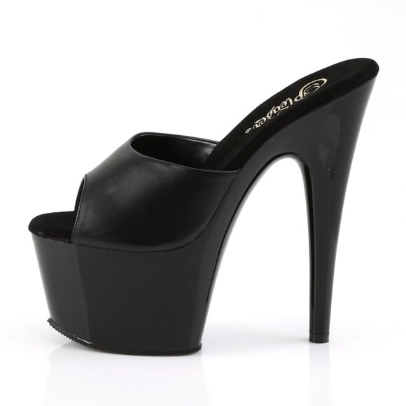 Black Ultra Platform High Heel Slides | Sexy Open Toe Mules for Women - Picture 3 of 5